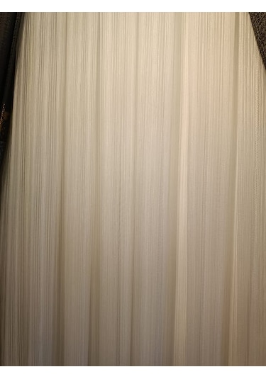 Çizgili, Kırışma Yapmaz, Ütü İstemez 1/3 Sık Pile Ekru Tül Perde