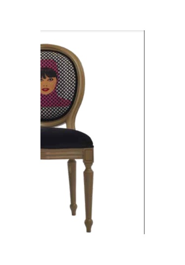 Bengimobilya Sandalye Zus019 Hasır Madalyon Model Resimli Baby Face Siyah Kuma