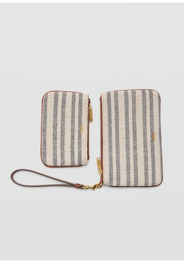 Çizgili Bozuk Para Cüzdanı Orta Kahverengi