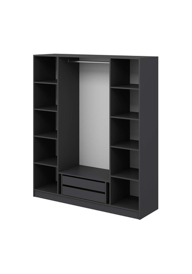 Kale 4 Kapaklı 2ç Taçlı Dolap Antrasit Mebran Panjur Antrasit 210cm Antrasit