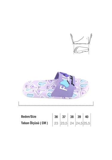 Gezer Kadın Yazlık Pu Rahat Taban Ev Banyo Havuz Plaj Terlik Lila