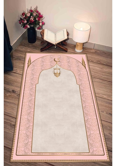 Pembe Namazlık Seccade Kaymaz Taban Süngerli Diz Ağrıtmaz