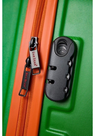 Bad Bear Logo Suitcase 23.01.80.001y Yeşil Büyük Boy Tekerlekli Abs Valiz 95 Lt. Yeşil
