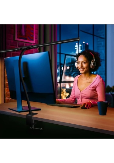 Honeybeeshop Esbseah Modern Led Masa Lambası Esnek Boyun Usb Göz Koruyucu 3 Renk Aydınlatma Siyah