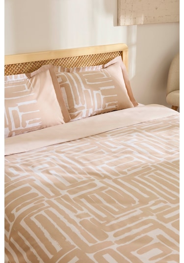 Kaşmir Home Mosy %100 Pamuk Çift Kişilik Nevresim Takımı Bej Bej