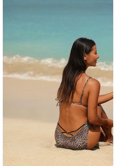 Capetown Leopar Desenli Çıkarilabilir Kap Biyeli Bikini Takım Leopar