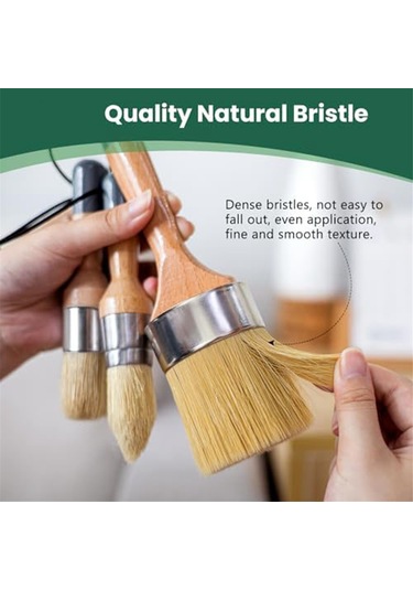 Xurunkeji Tebeşir Ve Balmumu Boya Fırçası Seti, Tebeşir Boyası, Mobilya İçin Süt Boyası, 1 Büyük Oval Fırça Ve 2 Küçük Yuvarlak Fırça