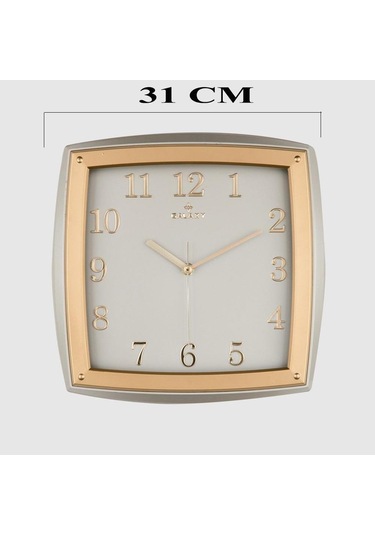 Dekoratif Duvar Saati Gri / Gold Kabartma Rakamlı 30 Cm Altın