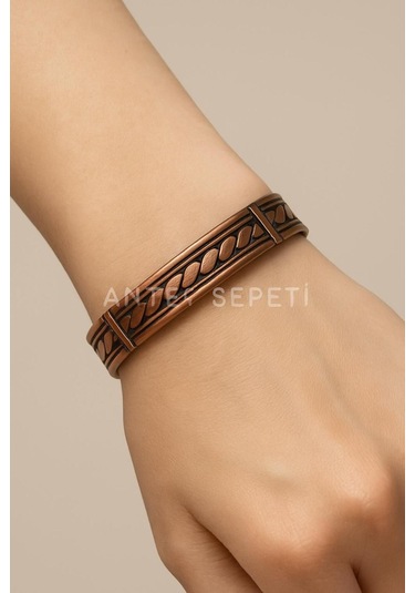 Bakır Burgu Modelli Bileklik Kahverengi