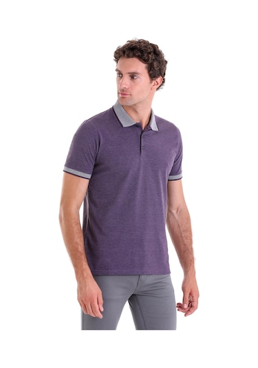 Hatemoğlu Mürdüm Regular Fit Düz Pamuklu Polo Yaka Tişört Mürdüm