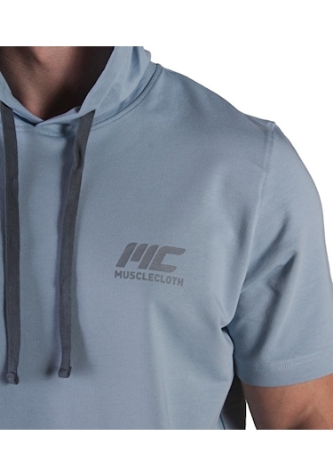 Musclecloth Mc-x Kapüşonlu Kısa Kollu Sweatshirt Açık Mavi