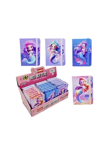 Mermaid Not Defteri Lastikli 80 Yaprak A7 Karışık Desen Çok Renkli