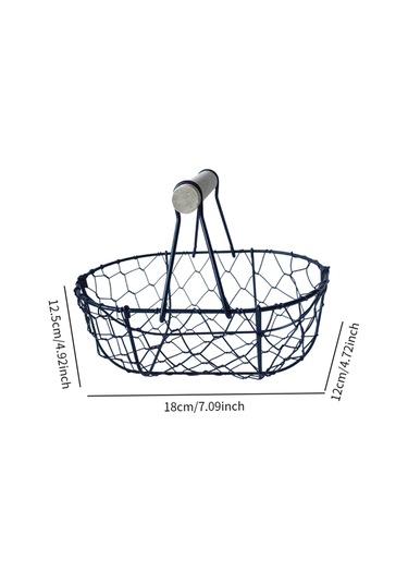 Suntek Tel Yumurta Sepeti Retro Rustik Demir Depolama Çiftlik Siyah