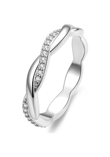 Gümüş Bamoer 925 Ayar Gümüş Basit Bükülmüş Yüzük Boyutu 6 7 8 9 Kadınlar İçin 14 K Altın Kaplama Sonsuzluk Band Yüzük 3 Renk Güzel Takı