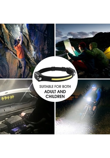 Ebitda Hafif Kafa Lambası El Feneri Usb Şarj Edilebilir Kamp Farı Siyah Siyah