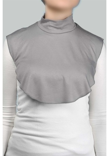 Altobeh Düz Balıkçı Yaka Boğazlı Penye Tesettür Kadın Yakalık Boyunluk - Gri