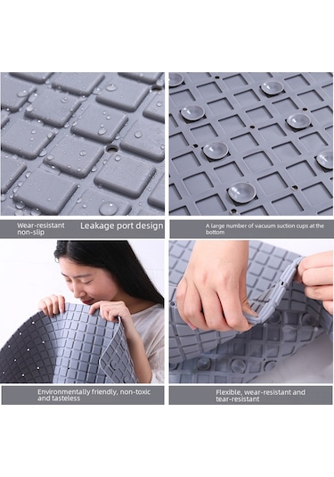 Mufunye Banyo Tıraş Yastığı: Kayma Önleyici, Masajlı, 50x50cm Beyaz Kare Desenli, Duş Ve Tuvalet Kullanıma Uygun, Temizliği Kolay Dayanıklı Mat Diğer