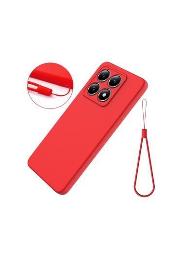 Xiaomi 14t İçin Düz Renk Sıvı Silikon Damlamaz Tam Kapsama Telefon Kılıfı Kırmızı