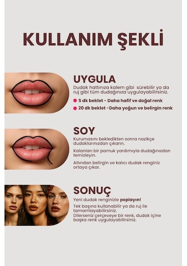 Soyulabilir Dudak Kalemi Peel-off Lip Tattoo Po2 Bordo