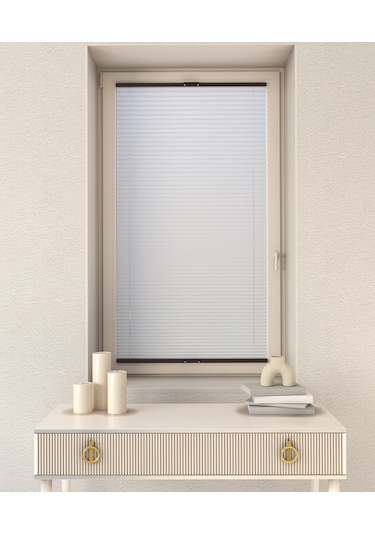 Beyaz Plise Katlanır Cam Balkon Perdesi - Ofis Perdesi - Mutfak Perdesi - Salon Perdesi - Beyaz