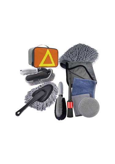 Geeksen 10 Parçalı Araç Temizleme Seti - Jant Fırçası, Lastik Fırçası Ve Mikrofiber Malzemeler İçerir