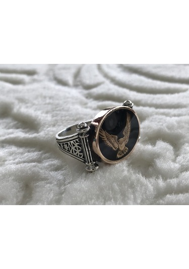 Kartal Işlemeli 925 Ayar Gümüş Erkek Yüzük