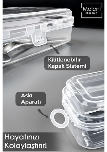 6'lı Çatal Bıçak Kaşık Takımı Saklama Kutusu Seti - Çeyizlik Organizer Düzenleyici Saklama Kabı Şeffaf