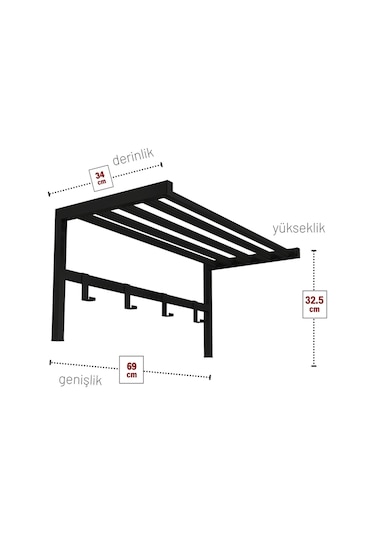 Bofigo Metal Duvar Askısı Metal Askılık Elbise Askılığı Siyah