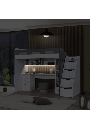 Ranza, Troya Ranza Masa Kitaplık Antrasit- Beyaz 90x200