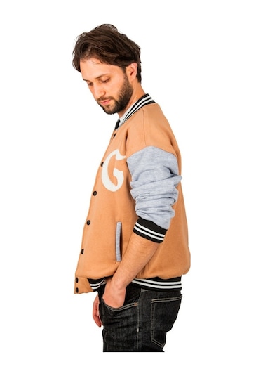 Deepsea Erkek Kahve - Gri Çıtçıtlı Kolej Mont 2304761 Kahverengi - Gri