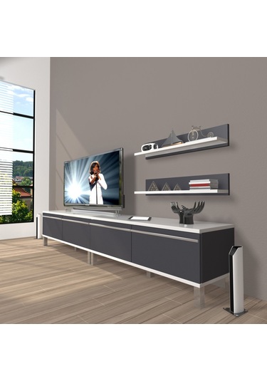 Decoraktiv Eko 220t Mdf Krom Ayaklı Tv Ünitesi Tv Sehpası Ceviz