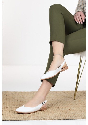 Kadın Misty Beyaz Arkası Acık Sivri Burun Günlük Babet-beyaz Beyaz