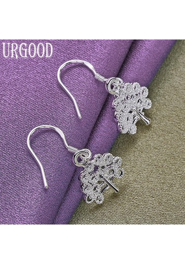 925 Ayar Gümüş Ağaç Damla Küpe Moda Takı