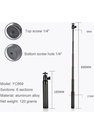 Tongxida Yc669 Ptz Uzatma Çubuğu, Feiyu G5/spg/wg2 İçin Sabitleyici İle Gimbal, Djı Osmo Pocket İçin Özel Selfie Çubuğu