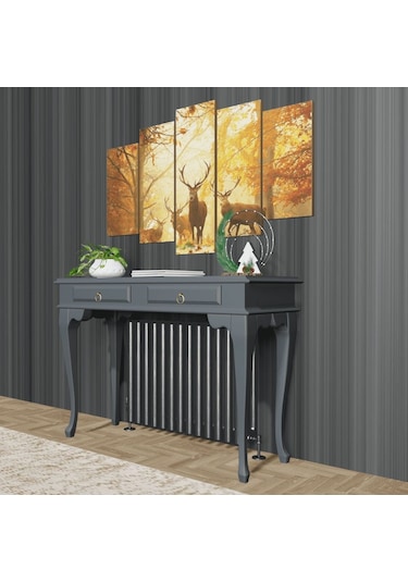 Roys Ahşap 100 Cm Antrasit Gri Çekmeceli Petek Üstü Yüksek  Dresua Gri