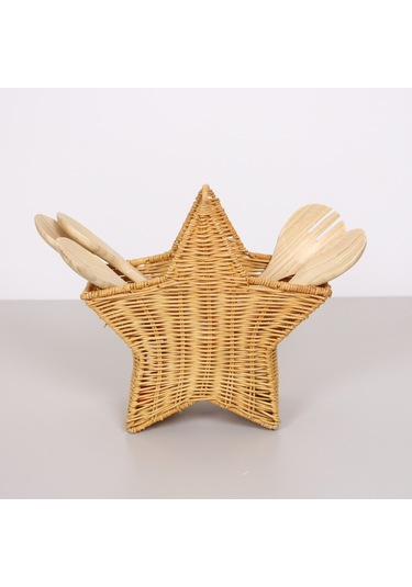 Bohem Rattan Yıldız Çatallık Ve Kaşıklık 26x17, Iskandinav, Modern