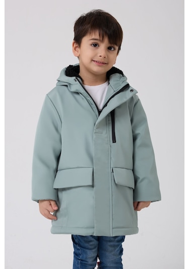Freemen Erkek Çocuk Mint Yeşil Kürklü Su Ve Rüzgar Geçirmez Kapüşonlu 3 Kışlık Mont Mint Yeşil