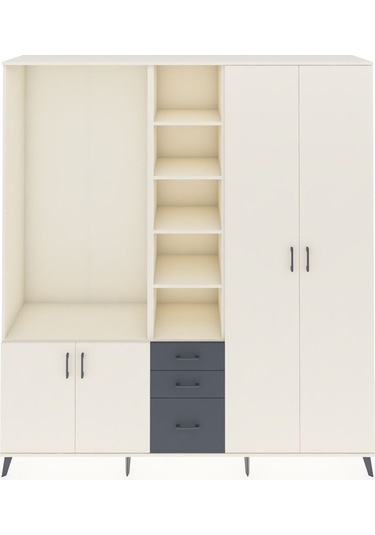 Hyperion Dolap 13 Raflı 3 Çekmeceli 4 Kapaklı 220x44x243 Aytaşı-aytaşı/antrasit Aytası/antrasıt