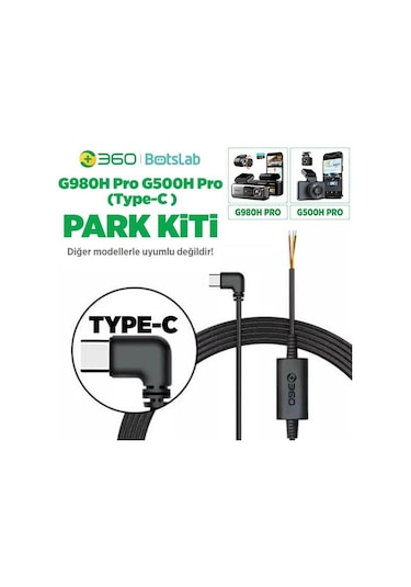 360+ Botslab G980H Pro/G500H Pro Type-C Araç İçi Kamera Park Modu Akü Bağlantı Kablosu (24 Saat Kayıt)