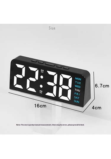Gh8033 Led Dijital Saat Tarih Sıcaklık Göstergesi Ortam Işığı Çift Alarm Akıllı Masaüstü Saati - Beyaz Kasa / Pembe Işık Beyaz Kabuk / Pembe Işık