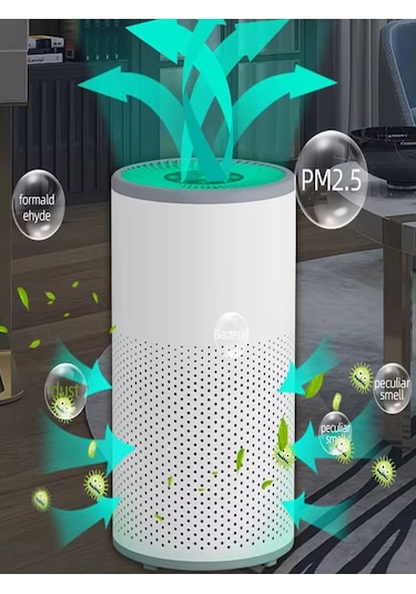 100 M³ Hacim Akıllı Hava Temizleyici 3 Katmanlı Hepa Hava Filtreli Temizleme Makinesi - Sessiz Beyaz
