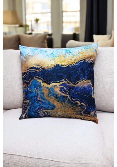 Modern Tarz Dijital Baskılı 4 Lü Dekoratif Kırlent Kılıfı Seti 43x43 Cm Şık Ve Renkli Tasarımlar Lacivert