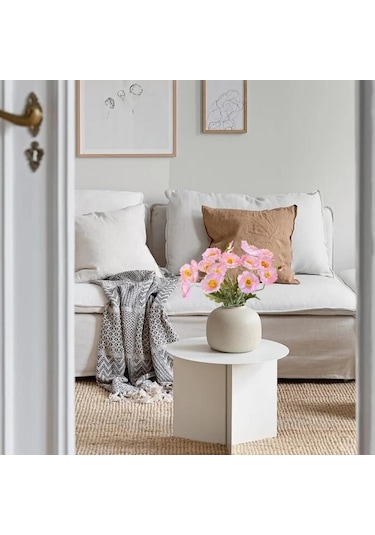 Yapay Çiçek Gelincik Çiçeği Pembe Renk 3 Çiçek 1 Tomurcuk 59cm