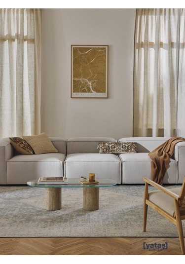 Most Mollis 3 Modül Kanepe Koltuk 32 Gri Keten Kumaş Yataş Süng