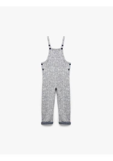 Koton Düğmeli Viskon Karışımlı Askılı Uzun Tulum Mavi Desenli 5smb10375tk Mavi Desenli