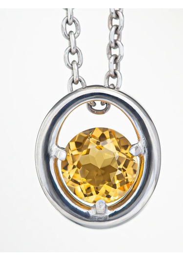 Uvelirnye Tradicii Doğal Sitrinli 925 Ayar Gümüş Kolye 219802145