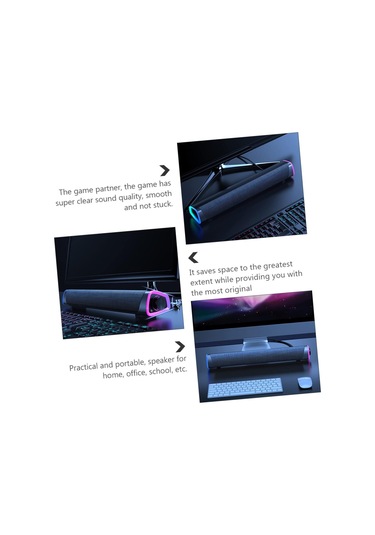 Ev Ofis Yurt Ses Çubuğu Siyah Bilgisayar Hoparlörü Stereo Ses Çift Hoparlör Ses Kutusu Müzik Çalar