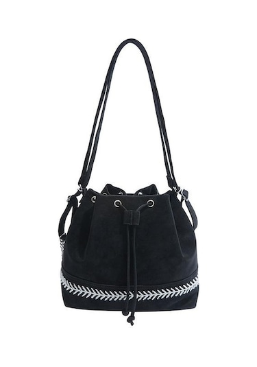 Novahub Kadın Zincirli Çanta İpli Kova Omuz Çantası Çok Fonksiyonlu Sırt Çantası Siyah Siyah