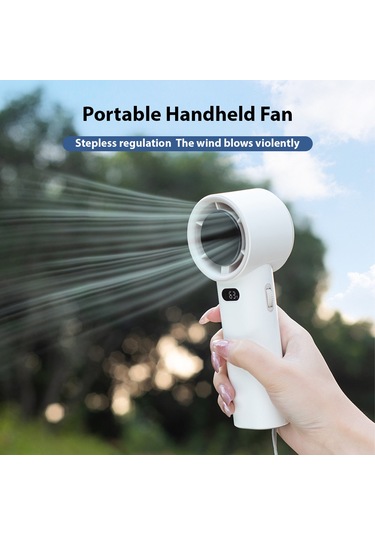 Kangvka Usb Şarjlı El Tipi Mini Fan, Led Ekranlı Hızlı Soğutma, Taşınabilir Ev/seyahat/outdoor Kullanıma Uygun Beyaz