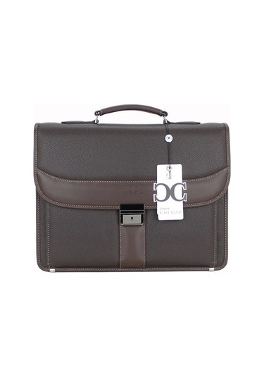 Case Club El Omuz Çantası & Laptop Bölmeli Evrak Çantası 15,6 İnç Kilit Mekanizmalı Kahverengi